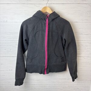 Lululemon Vintage Full Zip Scuba Hoodie Charcoal Pink 8 - Thick Cotton Fleece